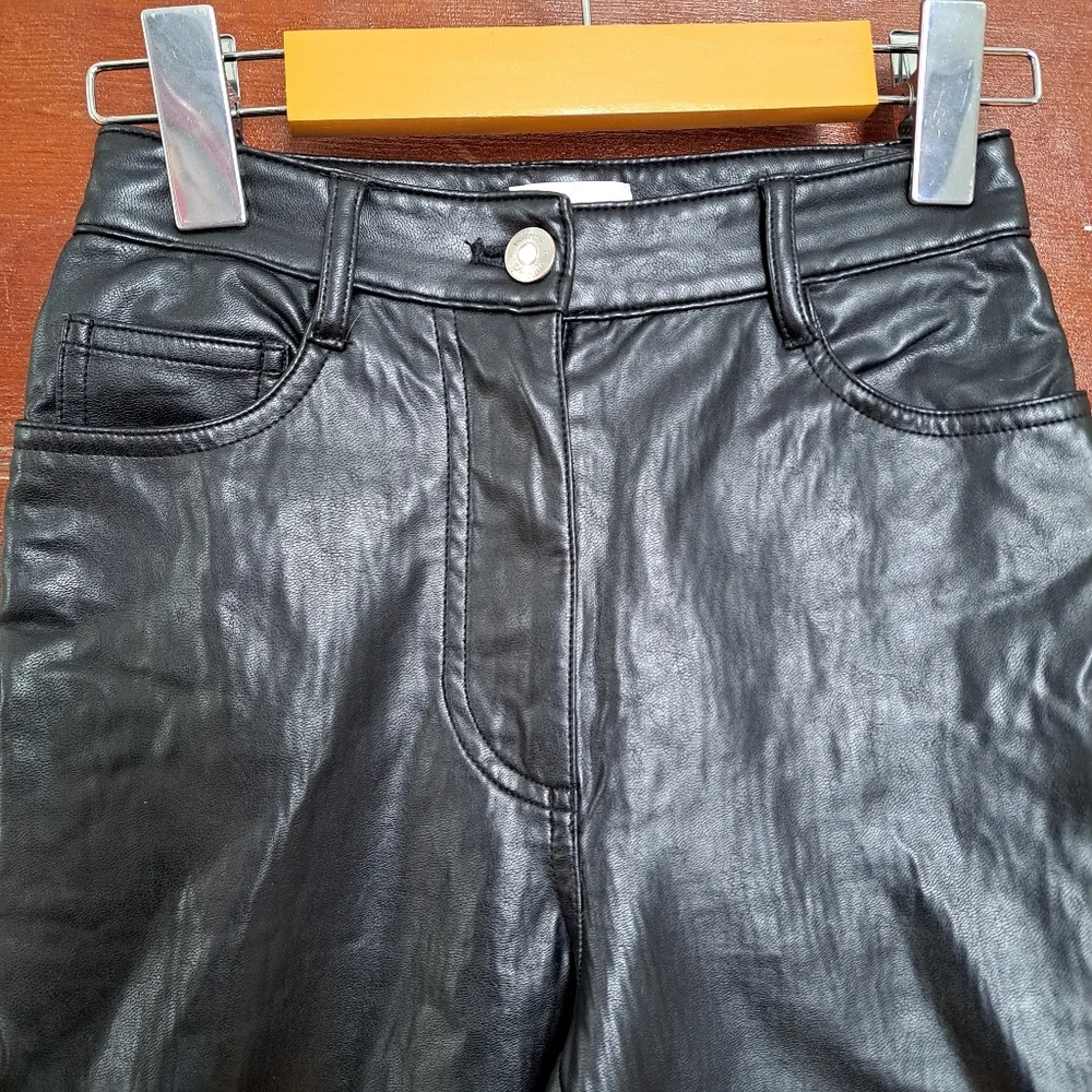 Wilfred Aritzia Black Faux Leather Pants | Size 00 | High Rise Straight Leg - Picture 10 of 10